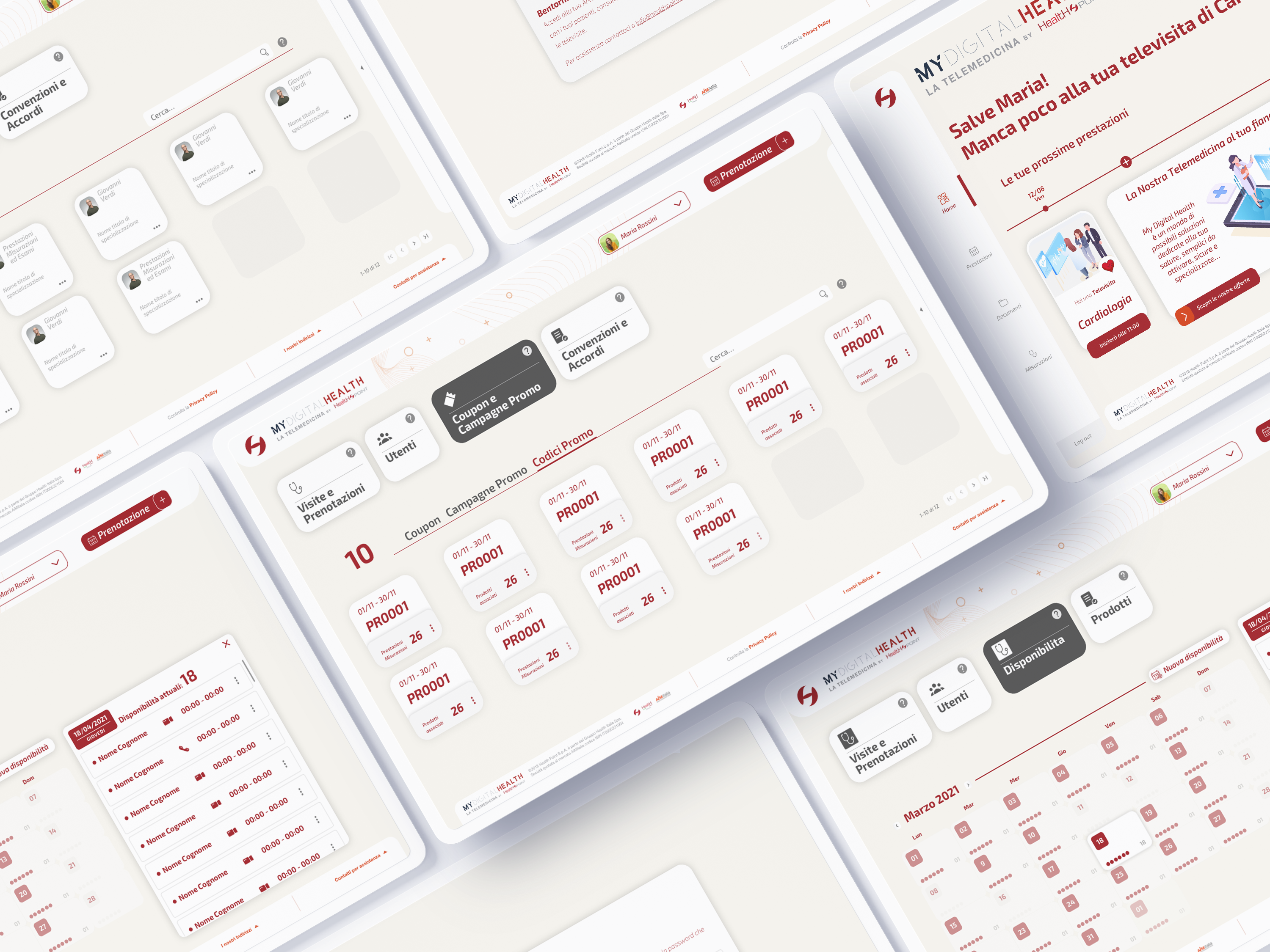 My Digital Health — All key screens isometric overview